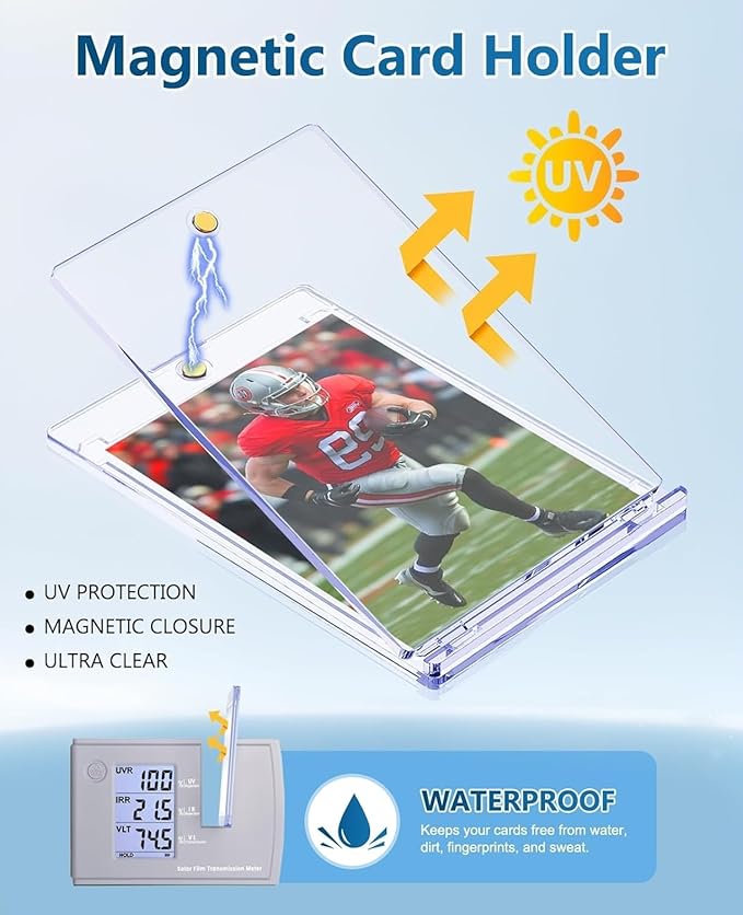 25ct Magnetic Card Holders: 35 pt Magnetic Cards Case for Trading Cards U-V Protection Hard Plastic Card Protectors for Sports Baseball Game Standard Display