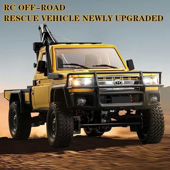 MN82T 1/12 Scale RC Rock Crawler Remote Control Truck Toyota Pickup Truck 2.4GHz 4WD Off-Road Crane Rescue Vehicle All-Terrain Crawler for Adults Kids Indoor Outdoor (whth Gift)
