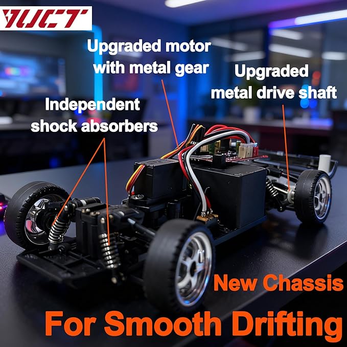 YUCT LDRC LD1802 1/18 RC Drift Car Silver High-Speed Drifting with Gyro Two Batteries Replacement Tires