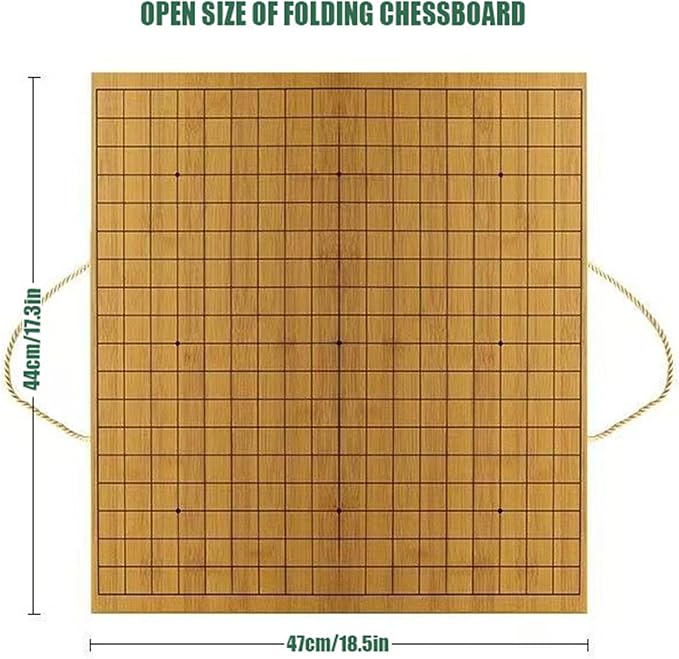 19x19 Go Game SetWooden Foldable Go Game Board Set Traditional Weiqi Tabletop Strategy and Skill Game Puzzle Games for Adults Travel Folding Gift Box Board