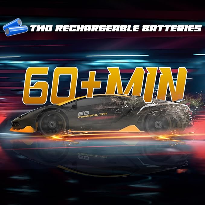 RC Drift Car Remote Control Car 2.4GHz 1/24 4WD 15KM/H High Speed Racing Sport with LED Lights Drifting Tire Toy for Adults Boys Girls Kids Gift 2Pcs Rechargeable Batteries