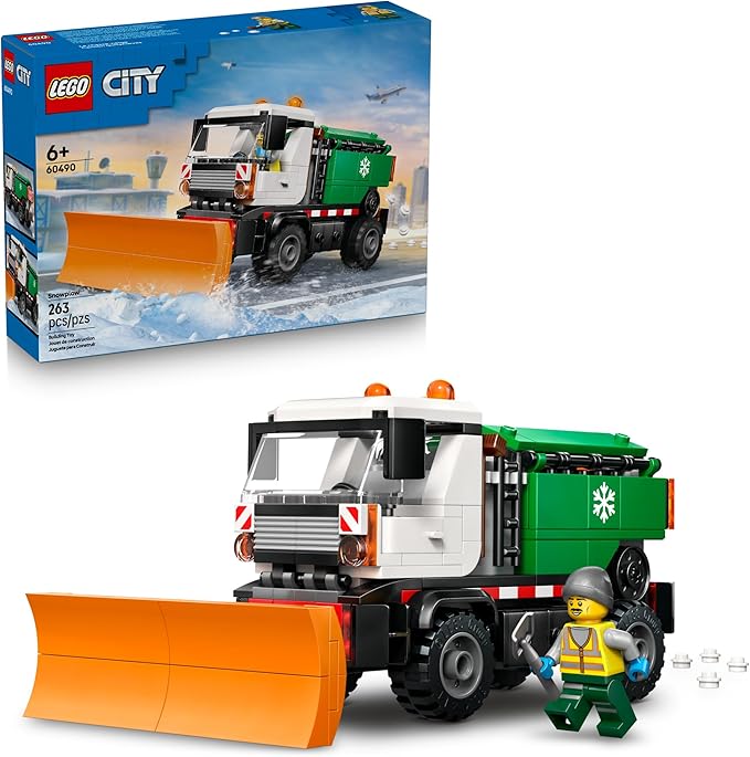 LEGO City Snowplow Truck Building Toy for Kids - Pretend Play Vehicle for Boys &amp Girls Ages 5+ - Toy Truck W/Movable Plow &amp Driver Minifigure - Gift Idea for Birthdays - 60490