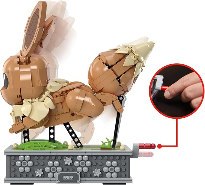 MEGA Pokémon Action Figure Building Set Motion Eevee with 1366 Pieces Turn Crank for Running Movement Build &amp Display Toy for Collectors