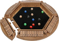 Shut The Box Game for 1-6 Players Plusvivo Large Round Wooden Board Dice Game with 14 Dice for Adults 6 Way Clever Math Game for Home Classroom or Pub