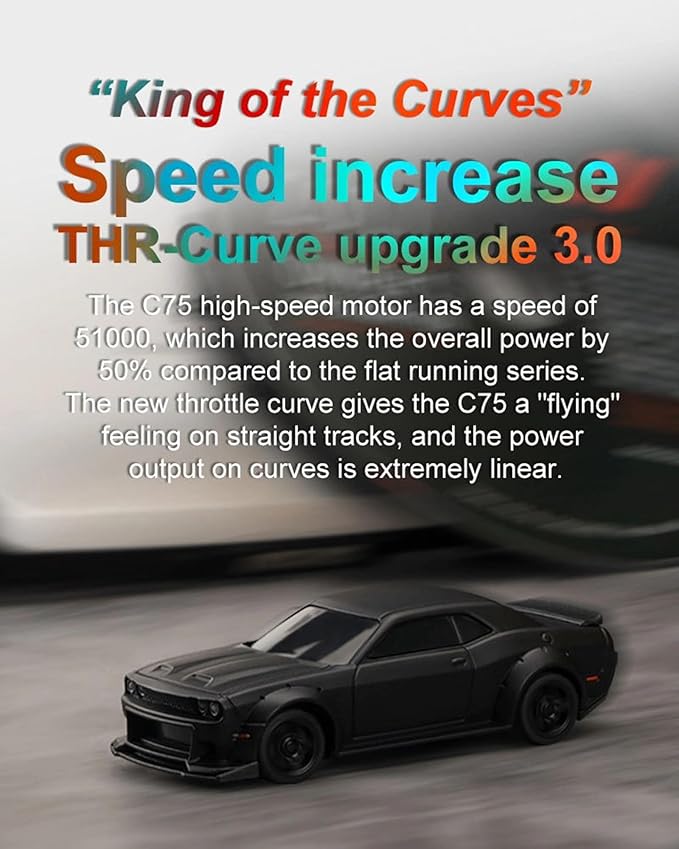 Turbo Racing 1:76 Scale RC Sport Car Table Racing 2.4GHZ Remote Control Mini Model Car with Full Proportional RTR for Adults Toys (C75-Black)
