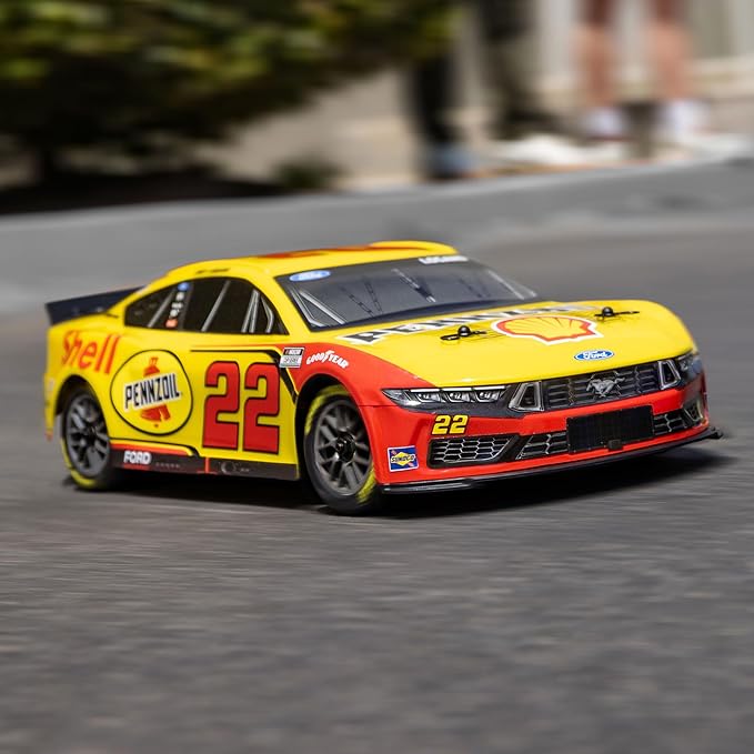 Losi 1/12 NASCAR RC Race Car Joey Logano No. 22 2025 Shell-Pennzoil Ford Mustang 2S AWD RTR Brushed On-Road Battery &amp Charger Included Yellow LOS1122522