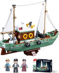 City Fishing Boat Building Kit with 3 Fisherman Minifigures Ship Building Sets with Fishing Rods &amp Buckets Christmas Birthday Gifts Toys for Kids Aged 6-12 Compatible with Lego Boat 610 PCS