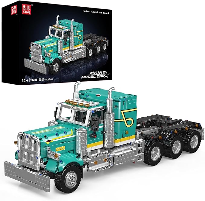 Mould King 13201 Semi Truck Building Set APP &amp RC Control Mobile Tow Truck Model Kit Assembly STEM Trailer Vehicle Building Block Set Collectible Gift for Adult Teens(2064+ Psc)