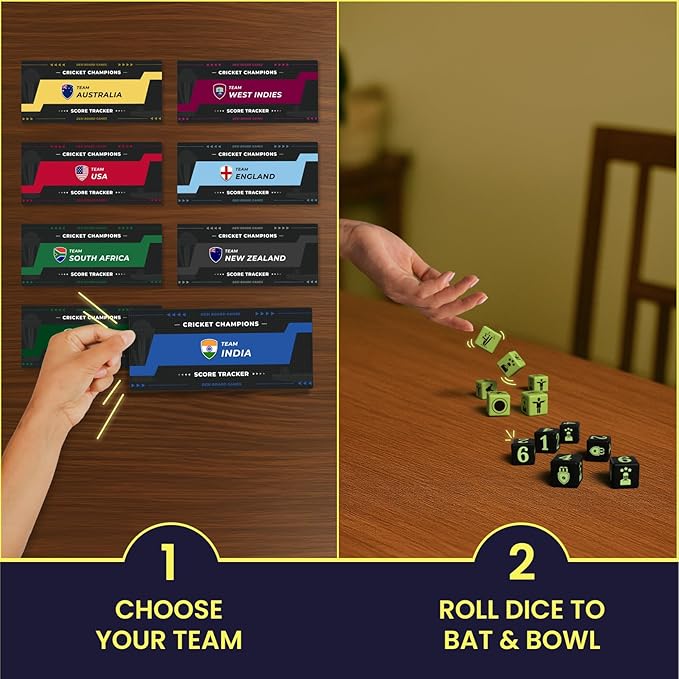 Cricket Champions Boardgame | Light Strategy Dice Game | 2-5 Players