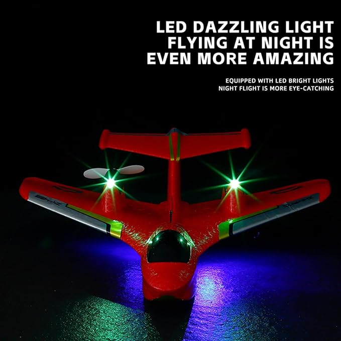 Remote Control Wireless Airplane Toy Gravity Gliders Airplane With Lights Rc Plane For Water Land &amp Air Rc Float Plane 2.4G 2 Channels Rc Remote Control Fighter Model Toy For Adults Kids (Blue