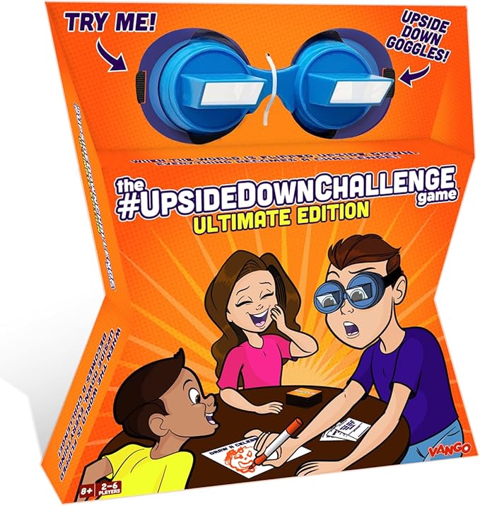 Vango The Original UpsideDownChallenge Game for Family &amp Kids - Complete Fun Challenges with Upside Down Goggles - 2-6 Players Ages 8+ [Ultimate Edition]