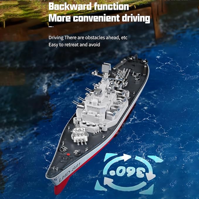 GoolRC Remote Control Warship RC Military Battleship 1:390 Scale Remote Control Boat for Lakes and Rivers 2.4GHz RC Armed Cruiser Boat Model with Low Battery Alarm and 3 Batteries for Adults