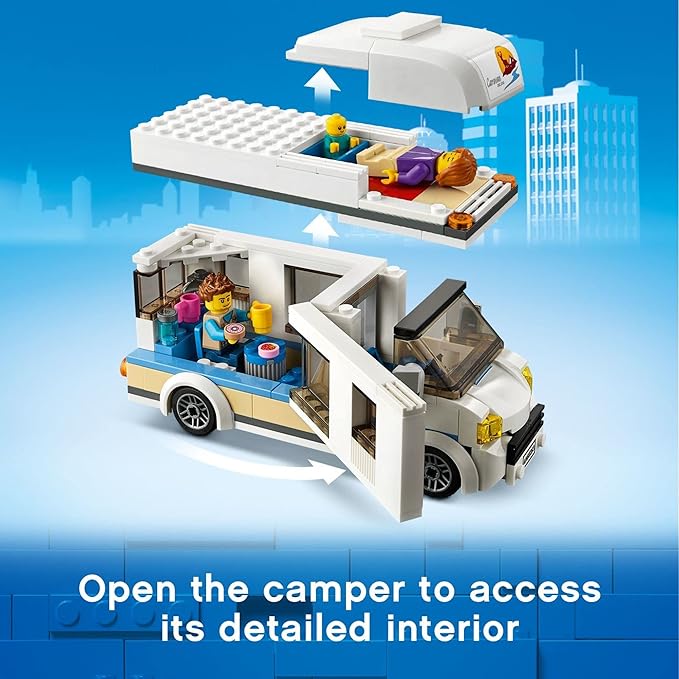 LEGO City Great Vehicles Holiday Camper Van 60283 Toy Car for Kids Ages 5 Plus Years Old Caravan Motorhome Gifts for Boys and Girls