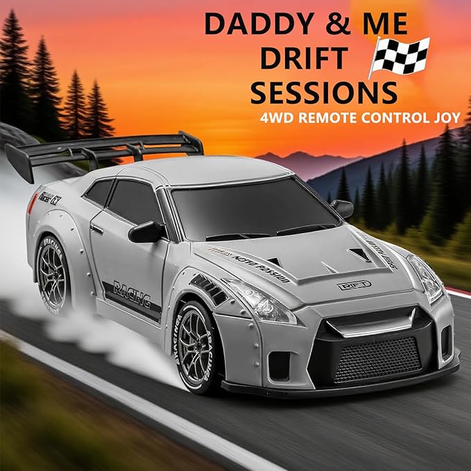 RC Drift Car 1:24 Scale Remote Control Vehicle with LED LightsDrifting Tires＆Two Batteries Racing Sports Toy Idea Gift for Adults Boys Girls and Kids Galactic Silver