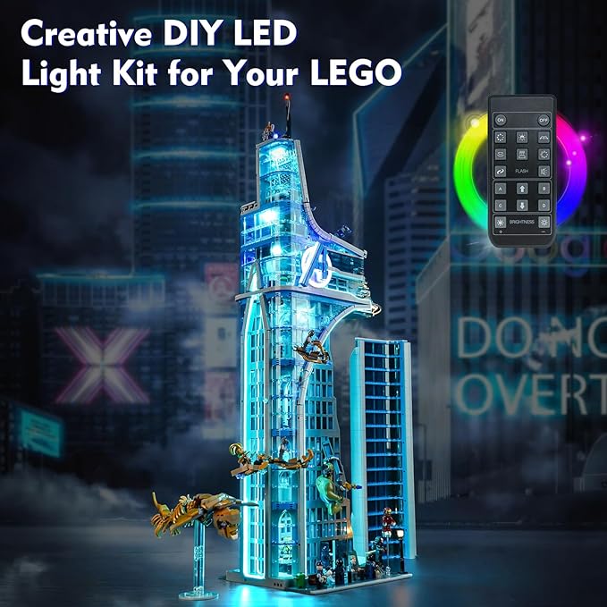 Remote Control Creative LED Light Kit Compatible with Lego Avengers Tower 76269 (Lights Only No Models) Remote Control Light Set Compatible with Lego 76269 Set