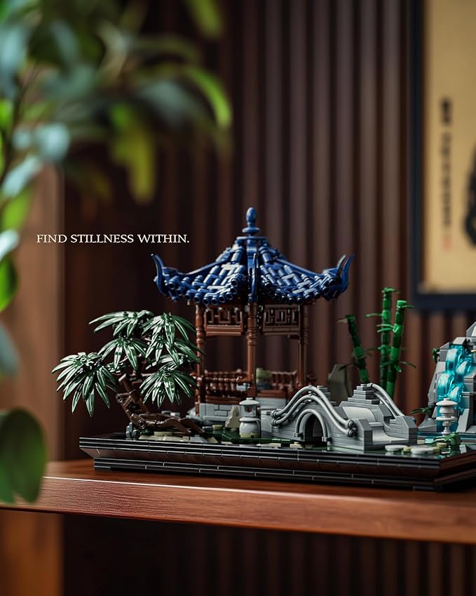 Nifeliz Chinese Garden Building Set Aesthetic Display Model for Home or Office Décor Ideal Gift for Gardening and Mindfulness Enthusiasts (1877 PCS NF10311)
