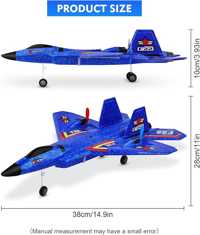 F22 RC Plane 2 Channel 2.4 GHz Remote Control Airplane Large RC Fighter Jet Toy with Lights Easy to Fly Gift for Kids Adults &amp Beginners