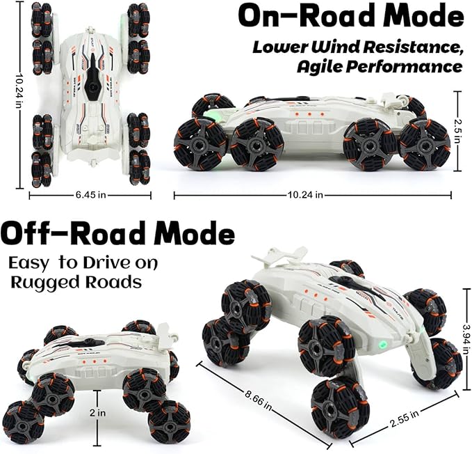 8 Wheels Gesture Sensing RC Stunt Car for Kids - Birthday Gifts for 6 7 8 9 10 11 12+ Years Old Remote Control Off-Road Vehicle 360 Degree Flips &amp Lights &amp Spray Fun Toys for Boys Age 6-12