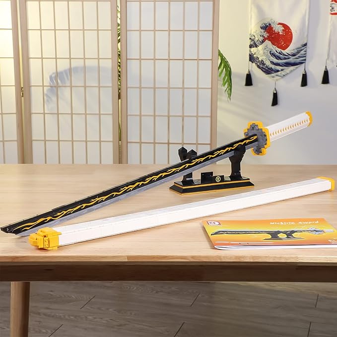 TOY PLAYER Demon Sword Toy Building Set Agatsuma Zenitsu Sword with Scabbard and Stand-Compatible with Lego Sets for Adult Gift for Anime Fans (956 Pcs)