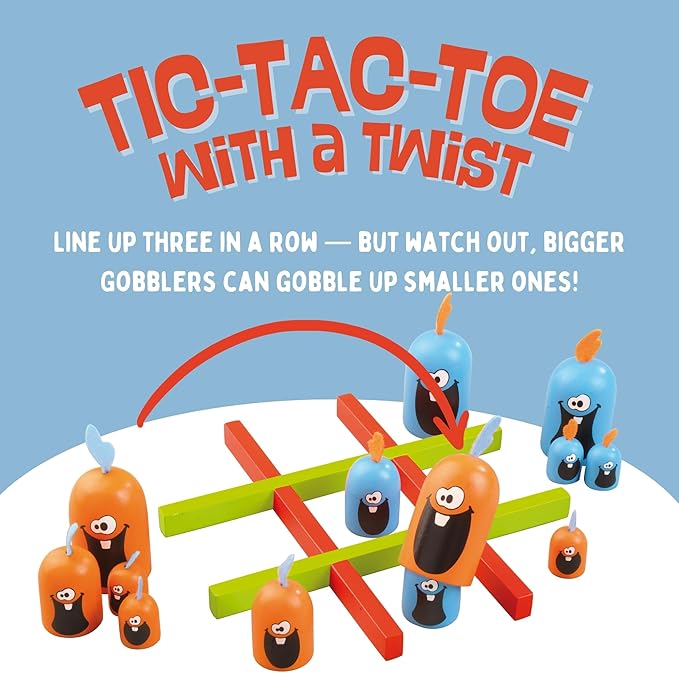 Gobblet Gobblers Fun Strategy Board Game - Award Winning Kids and Family Friendly Educational Board Game by Blue Orange Games- THE ORIGINAL GAME All Wooden - 2 Players for Ages 5+