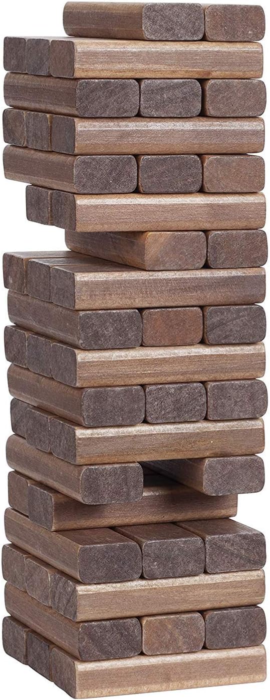WE Games Wooden Block Stacking Party Game for Adults Tumble Tower Wedding Guest Book Alternative Tabletop Games Includes Storage Case 12 inches