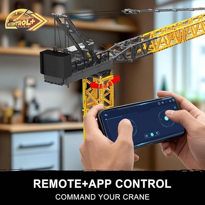 Mould King 17096 Luffing Jib Tower Crane Building Block Set Large Technical Construction Vehicles Crane Truck Model with Motors/APP Remote Control Collectible Set for Adults &amp Teens 14+ Gift (25