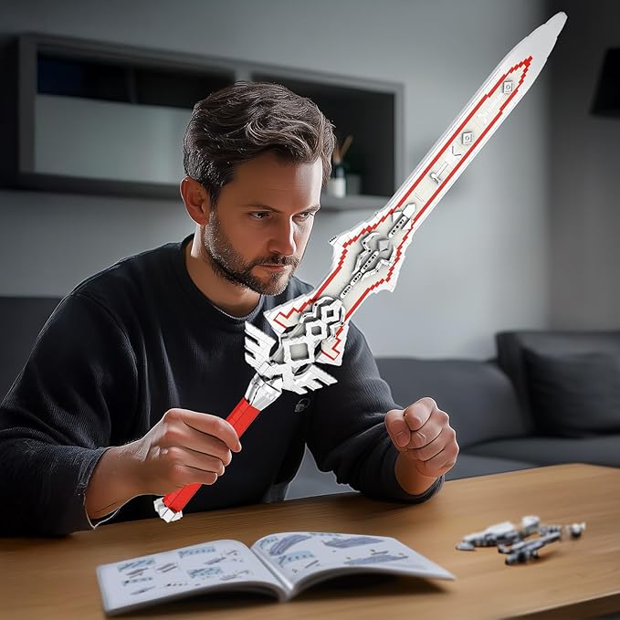 Reobrix Sword Building Sets for Adults Cool Royal Claymore 99015 Collectible Build and Display Model Anime-Style Cosplay Toy Sword Home Office Decor Gifts for Classic Game Fans Boys 14+ (981 PCS)