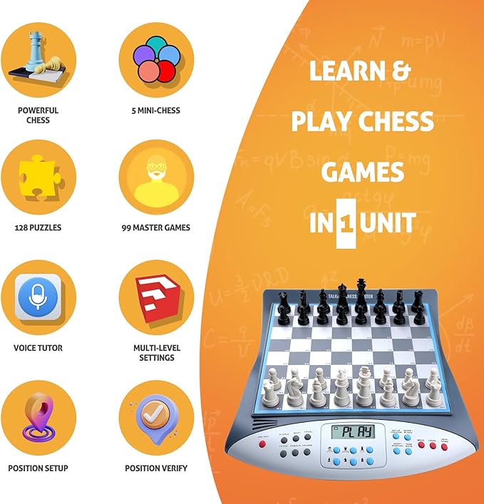 Talking Chess Master Electronic Chess Set with 2000 ELO Rating Great for Brain Strategy Training Strong Magnetic Chess Computer Game 1-2 Player Ideal Learning Gift for Kids Teenagers