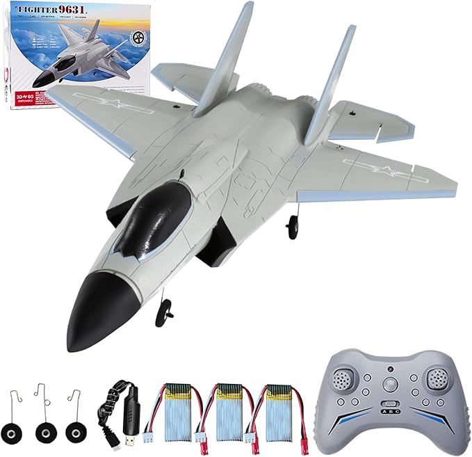 FX9631 RC Plane 2.4GHz 4CH Brushless Remote Control Airplane 3D 6G Mode Built in Six Axis Gyroscope Aerobatics Culvert Plane Simulated Stealth Fighter Toy Gift for Teens Adults