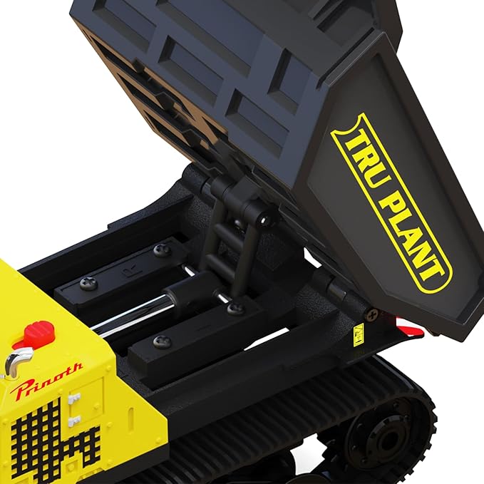 Pro-Grade Tracked Remote Control Dump Truck for Adult Metal Micro-Scale RC Construction Model with Gyro Straight-Line Assist Includes Portable Carry Case