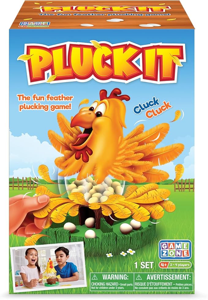 Game Zone Pluck It - Interactive Chicken Game for 2-4 Players Ages 4+ - Develops Hand-Eye Coordination and Strategic Thinking Skills!