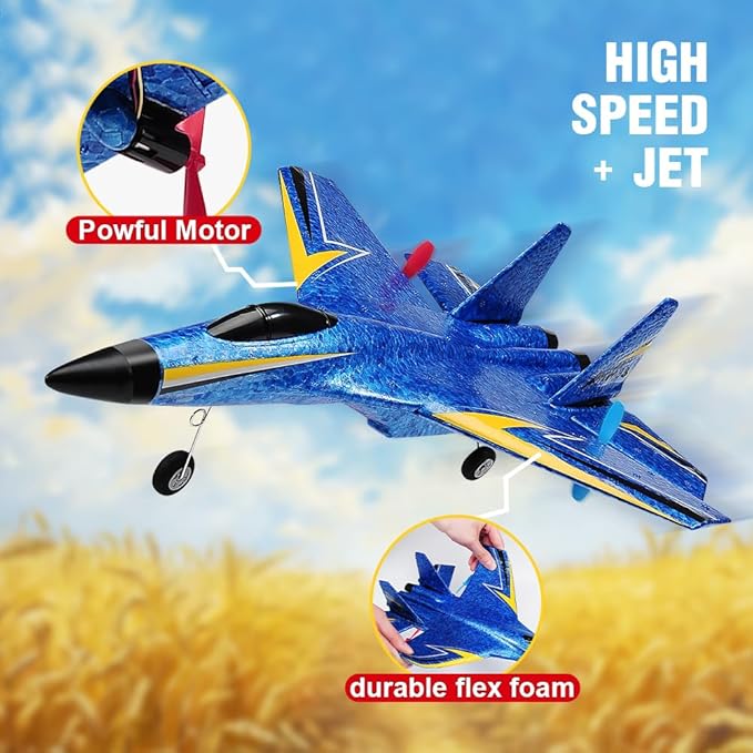 Fremego Su-27 RC Airplane2.4GHz 2 Channel Remote Control Plane with Gyro Night Lights and 2 Batteries Easy to Fly for Adults Beginners and Kids Toy