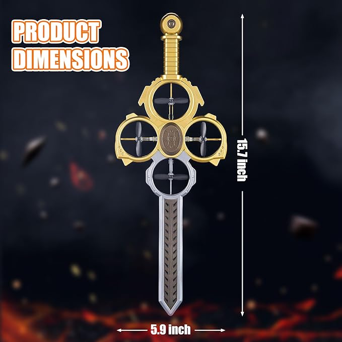Upgraded Flying Sword RC Drone with Colorful LED Lights ABS Metal Remote Control Airplane with Hand Gesture &amp Smart Watch Control 3 Speed Modes &amp Stunt Drone for Kids Adults Upgraded Gold
