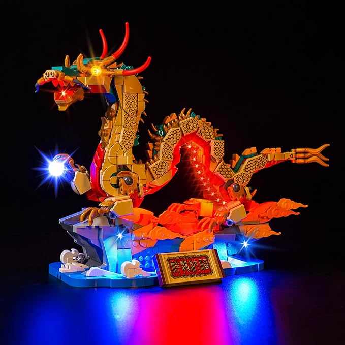 Upgraded Led Light Kit for Lego Auspicious Dragon Building Set Compatible with Lego 80112 Model Gift Idea for Adults Adult Builders and Fans (Model Not Included)