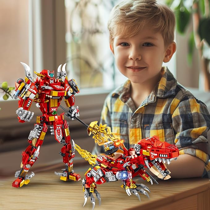 STEM 2 in1 Tyrannosaurus Dinosaur Building Kits Compatible with Dinosaur Set Transforming Mech Robot Building Sets for Adults Educational Gift Toy for Kids Boys 6-10 (504 PCS)