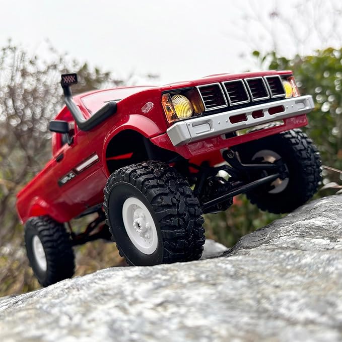 RC Rock Crawler 4x4 WPL C24 RC Truck Off Road RTR 1/16 Scale Remote Control Crawler All Terrain with Proportional Throttle Steering 2.4 GHz Led Light Hobby Toy Adult