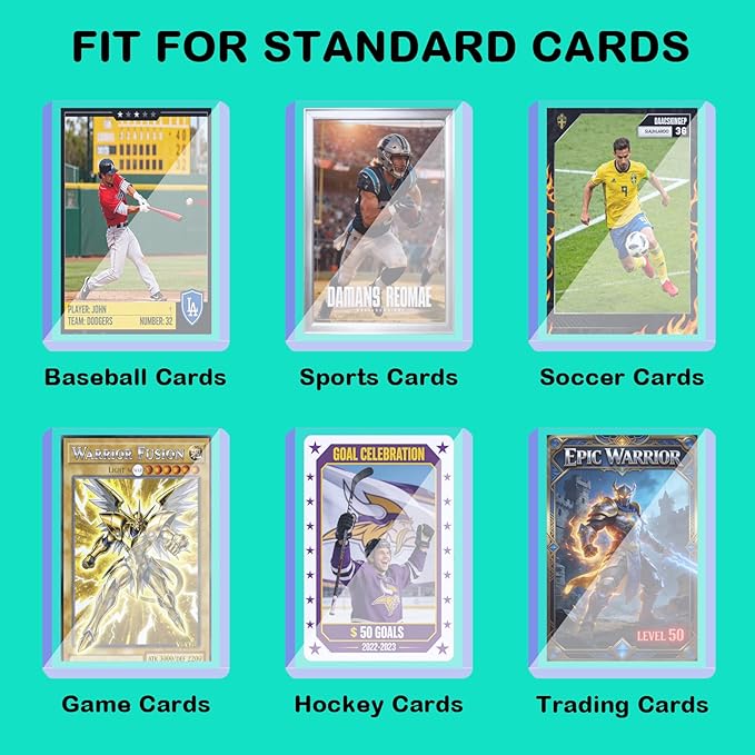 50ct 130pt 3x4 Hard Card Sleeves - Hard Plastic Trading Card Protector Rigid Clear Open-Top Card Sleeve Fits Standard Thick Trading Baseball Sports Game Collectible Cards