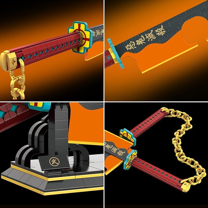 1478pcs 82inch for Sword Building Block Model Samurai Sword Set with Scabbard and Stand Best Gift for Anime Fans