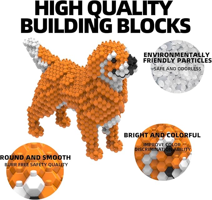 Cute Dog Building Animal Sets Extremely Challenging STEM Building Blocks Decor for Adults Kids Micro 3D Educational Toys for Boys Girls Ages 8 and Up Golden Retriever