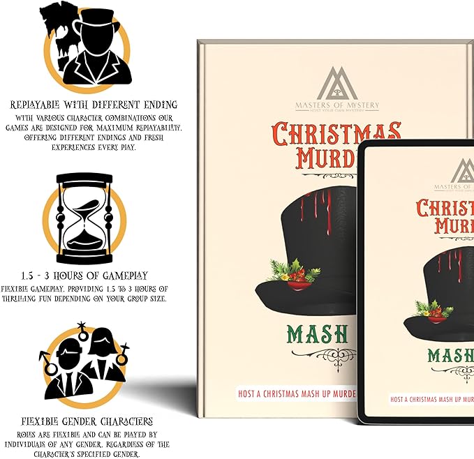 Masters of Mystery Victorian Christmas Murder Mystery Dinner Party Game – Holiday Whodunnit Party Game for Adults – 4–20 Players
