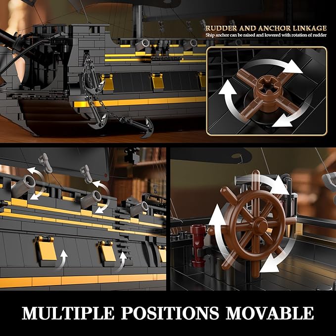 Mould King Pirates Ship Large Building Sets 13186 MOC Black Pearl Sailboat Construction Sets to Build Boat Sets for Adult Home Decor &amp Birthday Gifts for Teens 14+(5266PCS)