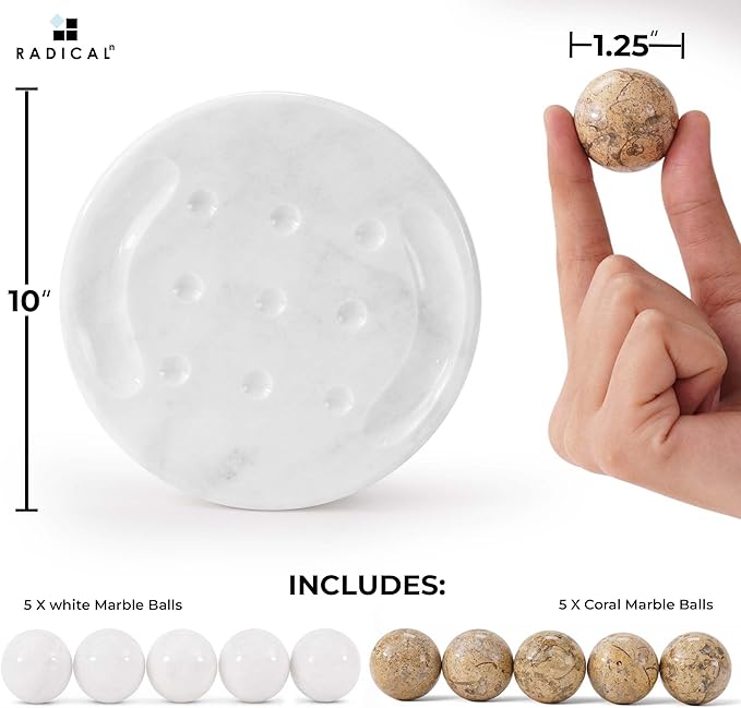 Radicaln Marble Tic Tac Toe Board Game 10 Inches White &amp Coral Handmade Adult Board Games for Brain Game Ideal Tic Tac Toe Strategy Board Games for Coffee Table Decor