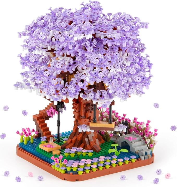 HIGH GODO Cherry Blossom Bonsai Tree Micro Building Set Japanese Sakura Tree House Model Sets Flowers House Mini Bricks Building Kit Creative Toys for Teens Adults 14+ (2200PCS)