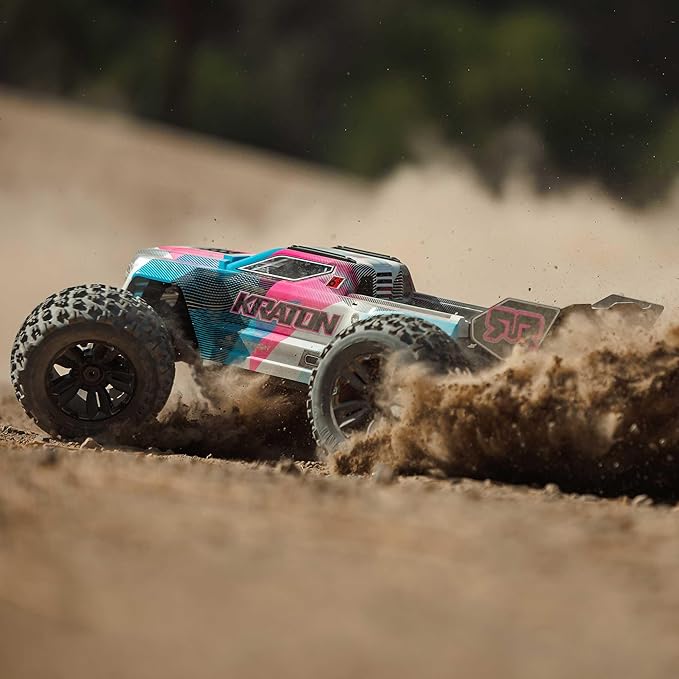 ARRMA RC Truck 1/8 KRATON 4X4 6S BLX BRUSHLESS V6 Speed Truck RTR (Lipo Battery and Charger Not Included) (Blue/Pink) ARA8608V6T2