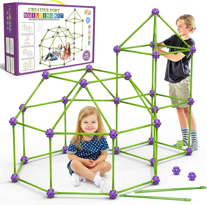 Fort Building Kit for KidsSTEM Construction Toys Educational Gift for 3 4 5 6 7 8 9 10 11 12 Years Old Boys and GirlsUltimate Creative Set for Indoor &amp Outdoors Activity140 PcsPurple
