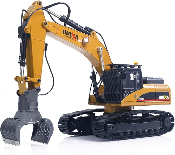 TOUCAN RC HOBBY US in Stock 1/14 Metal Excavator Model HUINA New Upgrade 580 Engineering Vehicle Electric Ball Grabber 360 Rotating Shear Claw Sound Lights for Ages 14+ Gift
