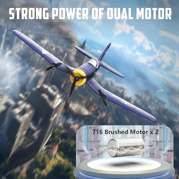 HAWK'S WORK 3 Channel RC Plane F4U Corsair Remote Control Warbird Ready to Fly 2.4GHz 6-axis Gyro Stabilizer Easy to Fly for Kids &amp Beginners