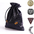 Byhoo 145 PCS Metal DND Coins &amp Leather Bag Contains 60 Gold Coins 40 Sliver Coins 40 Copper Coins and 5 Platinum Coins Tokens with Glow in The Night Eyes Bag for RPG Tablelap Games