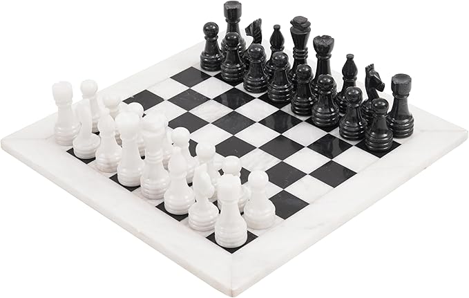Radicaln Marble Chess Set 15 Inches Handmade White and Black Luxury Board Games for Adults Ideal Marble Chess Board Game Set &amp Chess Pieces for Home Decor