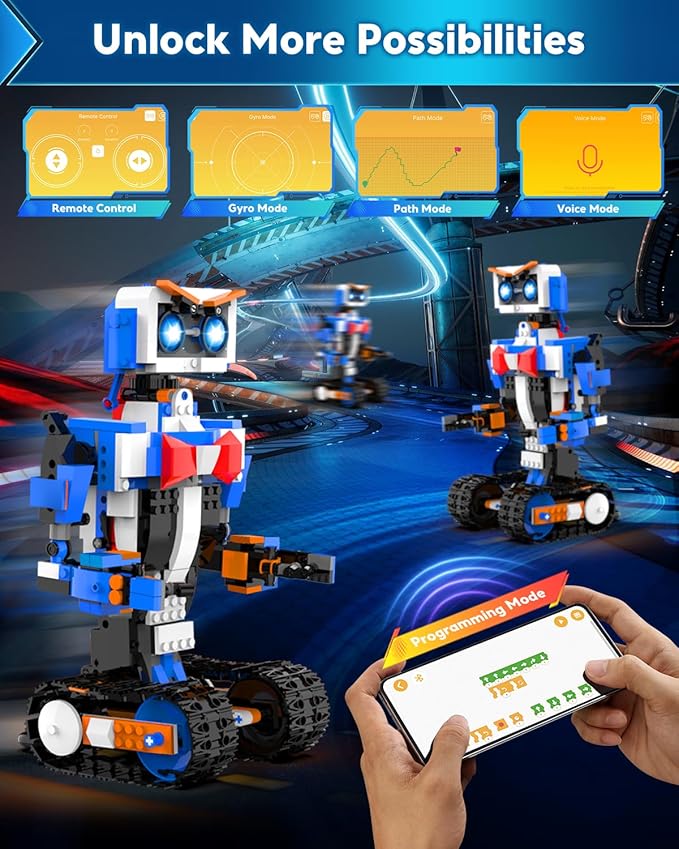 Robot Building Kits for Kids Stem Toys for Boys Age 8-12 APP &amp Remote Control Educational Coding Building Sets Programmable Robot for Kids Rechargeable Robotic Kit Gifts for Girls Boys
